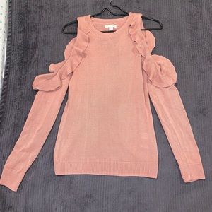 Pink sweater with ruffles
